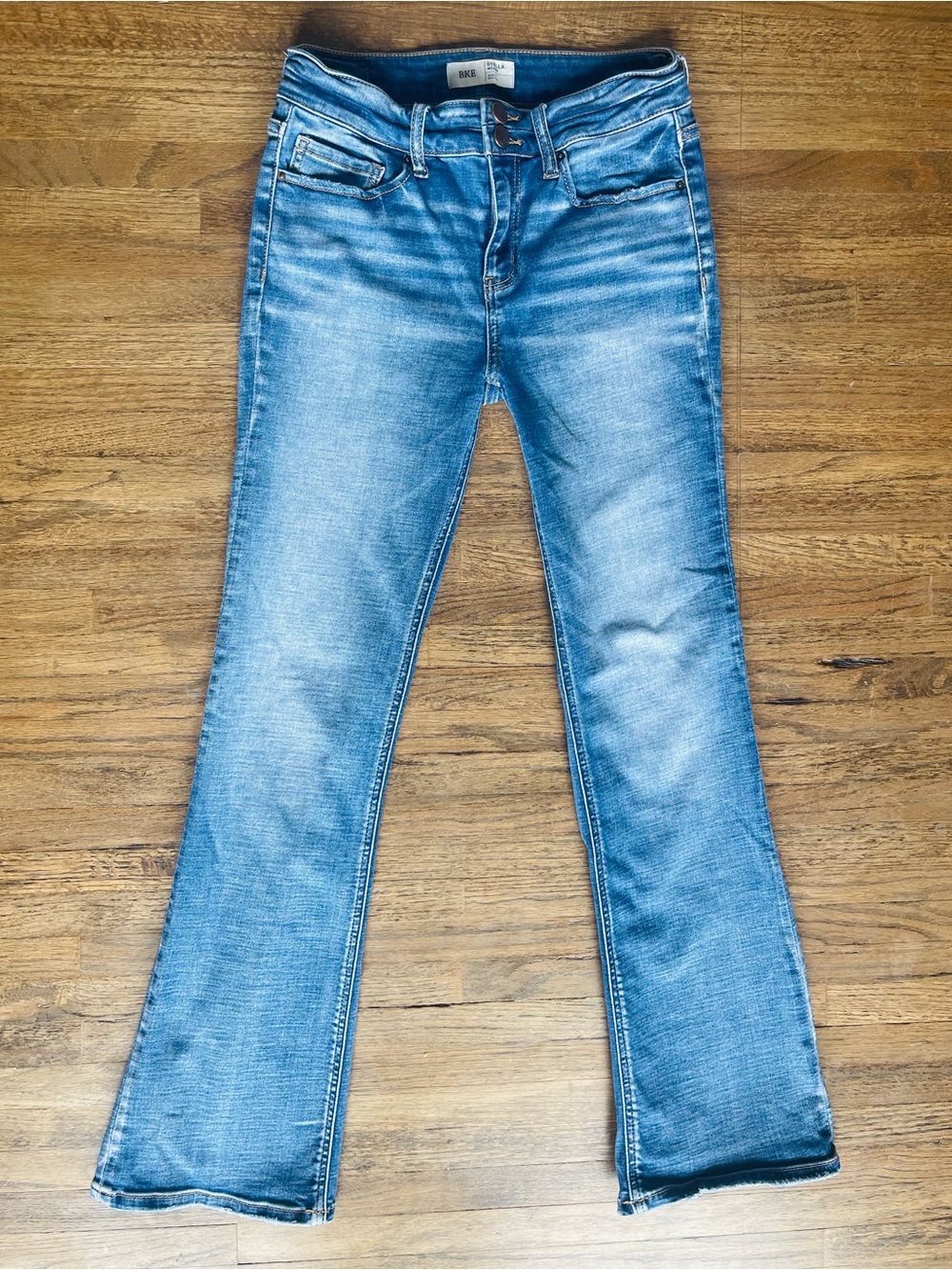 BKE Women's Light Blue Bootcut Jeans with Distressed Back Pocket - Picture 4 of 5